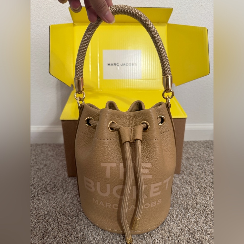 Marc Jacobs Beige Bucket Bag with Gold Accents
